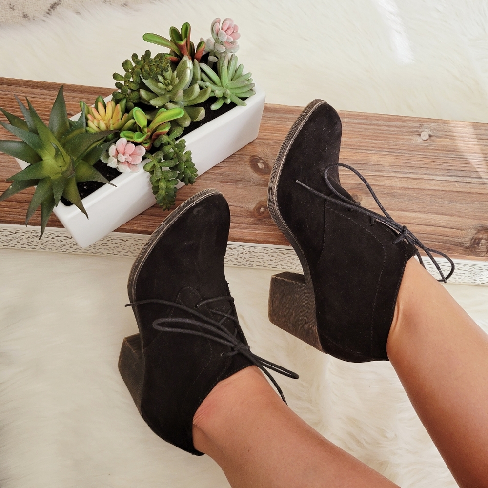 Black Suede Heel Booties